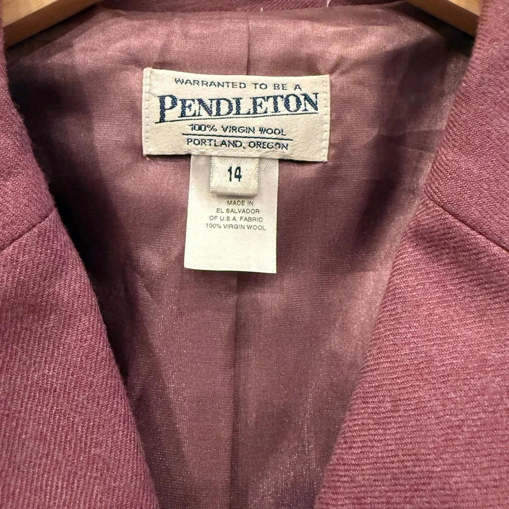 Pendleton Women's 14 Blazer Jacket‎ Burgundy Orchid Wool Classic Career Office